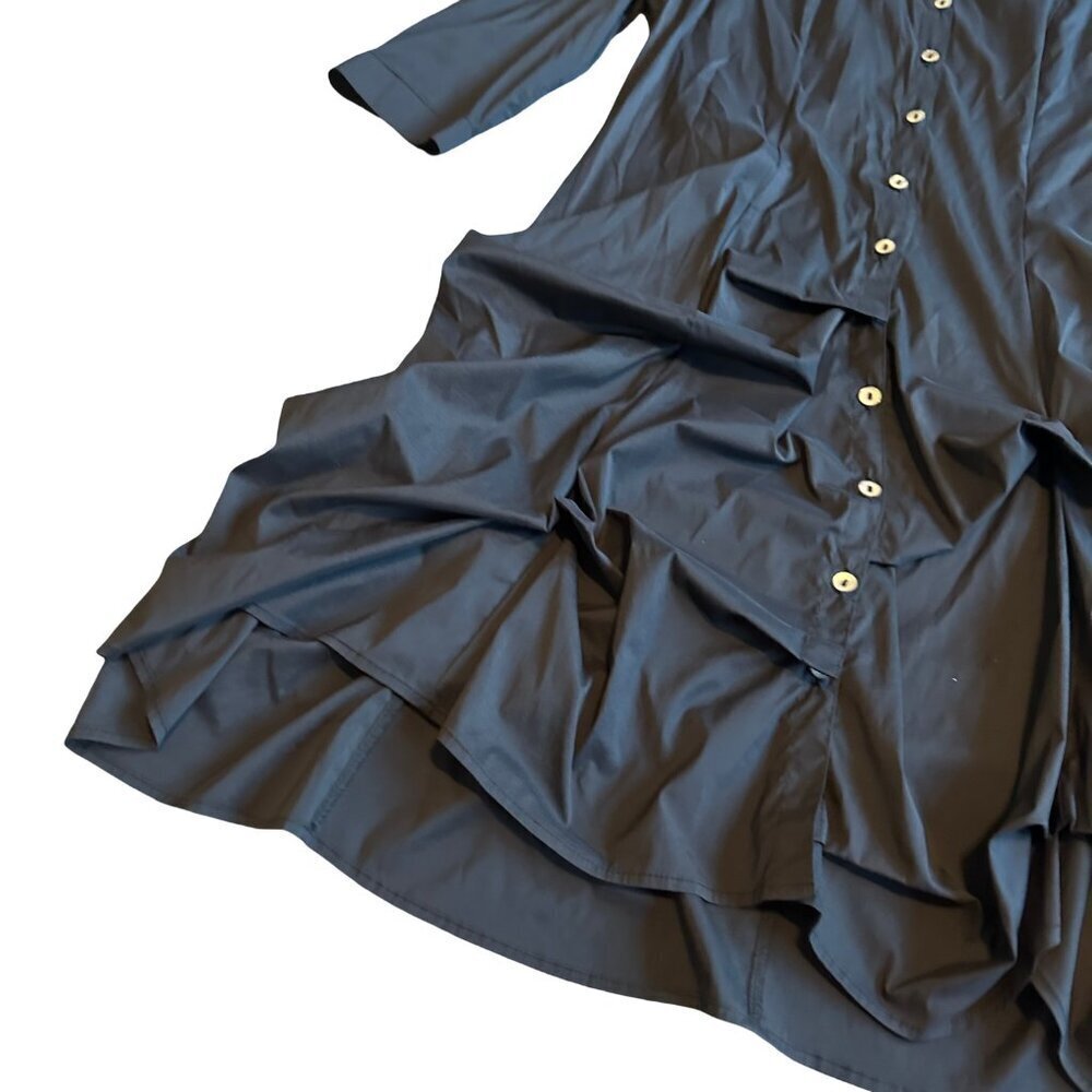 Joseph Ribkoff Black Button-Down Dress Gathered Stretch Classic Size 10 Women's - Picture 2 of 11